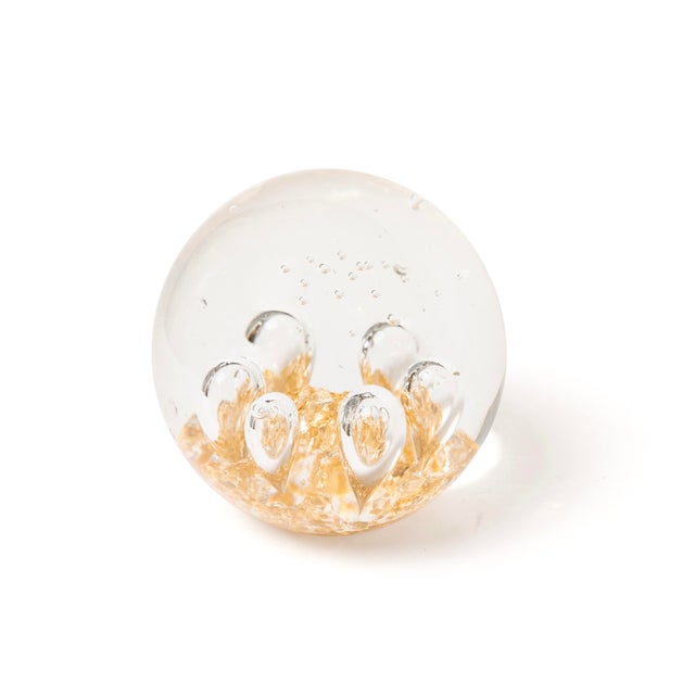 Late 20th Century Pair of Signed Coralla Gold Art Glass Paperweights For Sale - Image 5 of 10