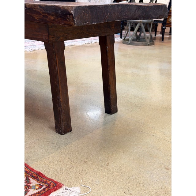 Vintage Rustic Solid Wood Live Edge Slab Coffee Table in Rich Brown ...