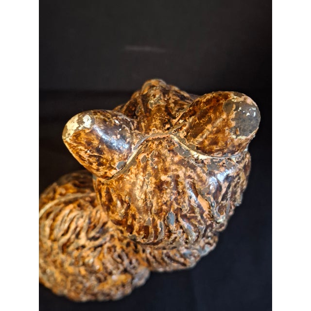 Metal Antique Cast Iron Seated Cat Doorstop Vintage Orange Painted Feline Figure 4lb For Sale - Image 7 of 18