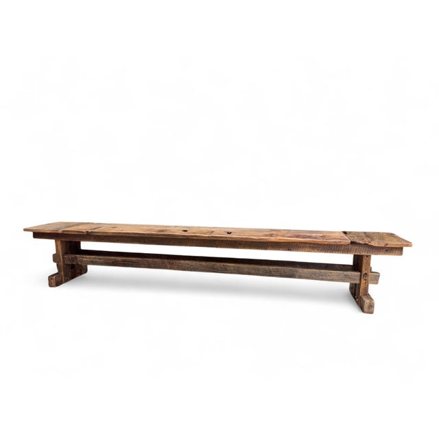 Not Yet Made - Made To Order 84" Breadboard Trestle Bench For Sale - Image 5 of 10