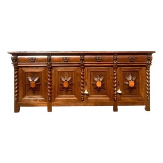 19th Century French Solid Walnut Sideboard / Buffet For Sale