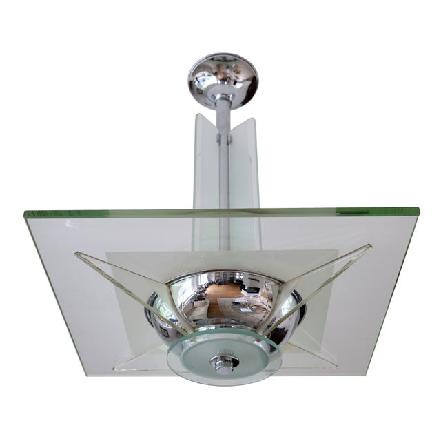 Art Deco Ceiling Lamp with Thick Glass Plate, 1930s For Sale - Image 12 of 12