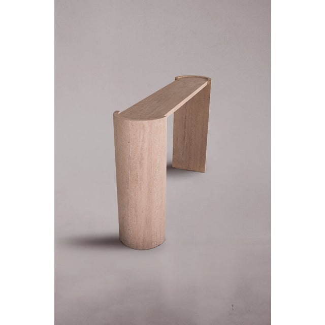 Décora D-Shaped Travertine Console Table 48" For Sale - Image 4 of 5
