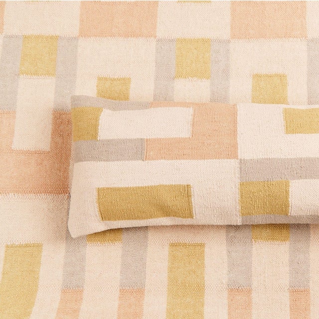 Contemporary Shale Pastel Handloom Cotton Large Lumbar Pillow Cover Only For Sale - Image 3 of 10