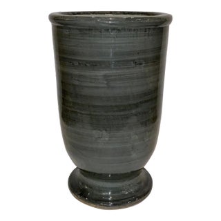 Modern Stripped Gray Glaze Porcelain Vase For Sale