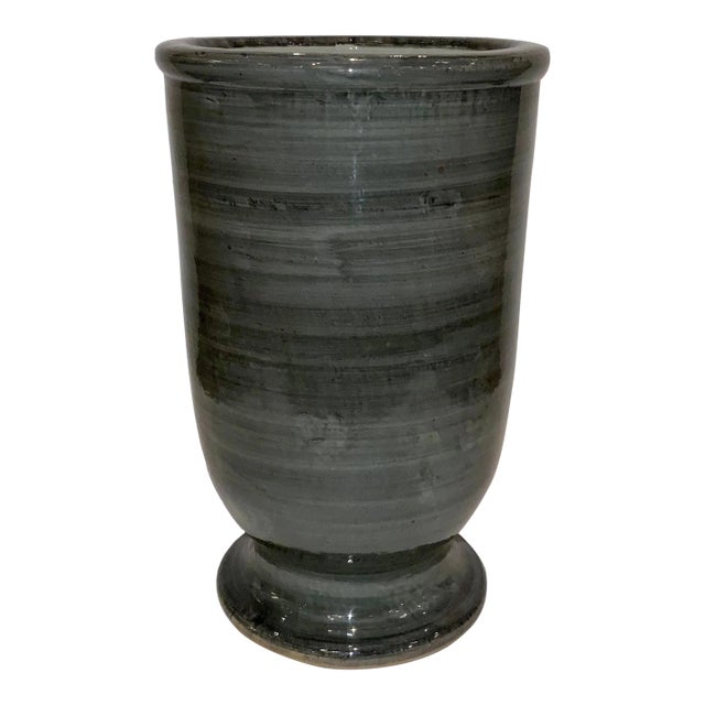 Modern Stripped Gray Glaze Porcelain Vase For Sale