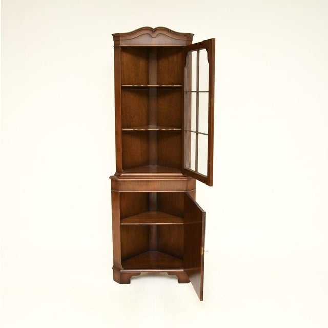 Vintage Georgian Style Burr Walnut Corner Cabinet, 1950s For Sale - Image 4 of 8