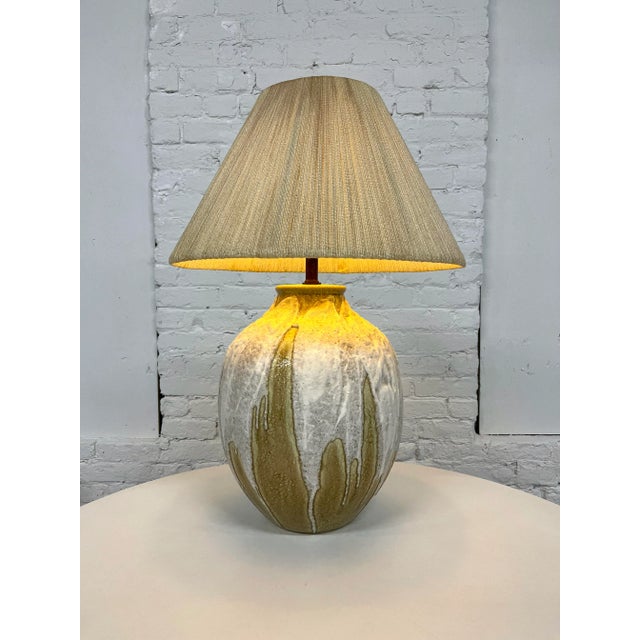 1970s 70s Era Drip Glaze Table Lamp For Sale - Image 5 of 7