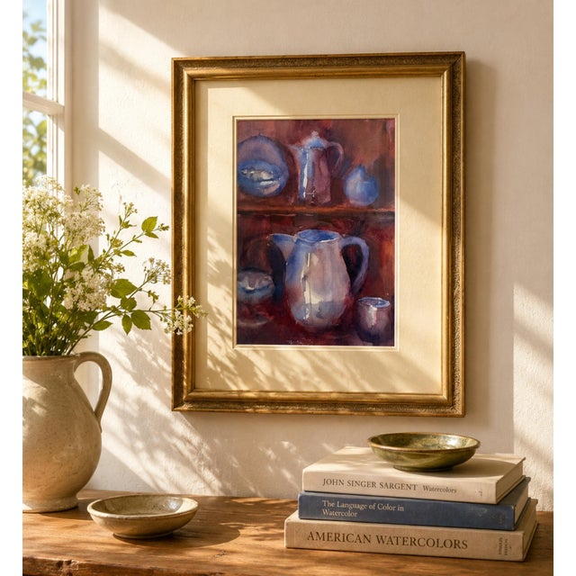 Add a bold splash of color and sophistication to your space with this framed and matted original watercolor painting,...