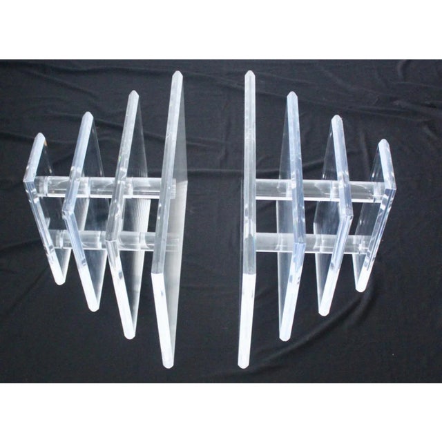 Vintage French Style Modern Slab Sided Lucite Acrylic Coffee Table Base, the two piece can also be used as end tables....