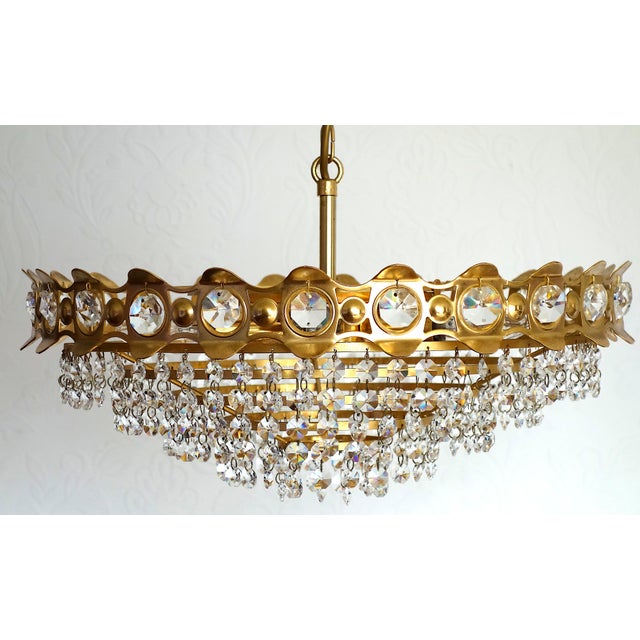 Brass-Lead Crystal Chandelier by Joska Bodenmais, 1970s For Sale - Image 12 of 12