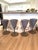 Four very unique Mid Century Modern Gray Blue Suede Bar Stools with chrome footrests and heavy metal bases. The barstools...