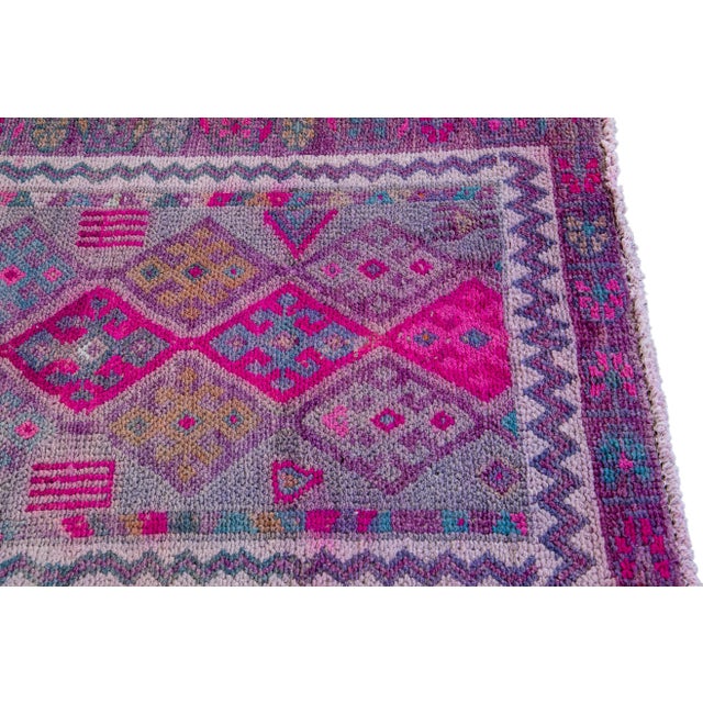 Textile 1960s Turkish Geometric Multi Color Wool Runner For Sale - Image 7 of 9