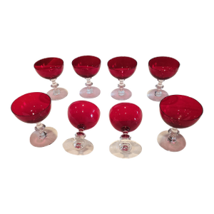 Set of Eight Vintage Ruby Red Sherbets