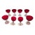 Set of Eight Vintage Ruby Red With Clear Faceted Stems Champagne Glasses For Sale
