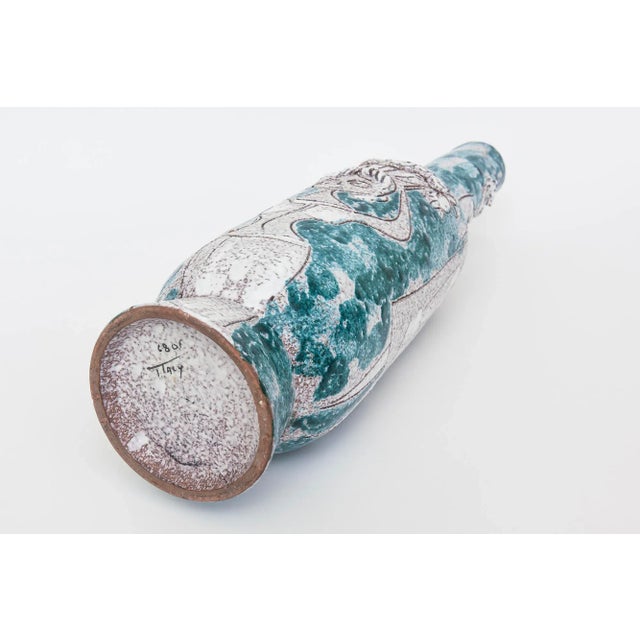 1960's Italian Glazed Ceramic Raymor, Gambone Style Vessel, Object or Sculpture Turquoise and White For Sale - Image 11 of 11
