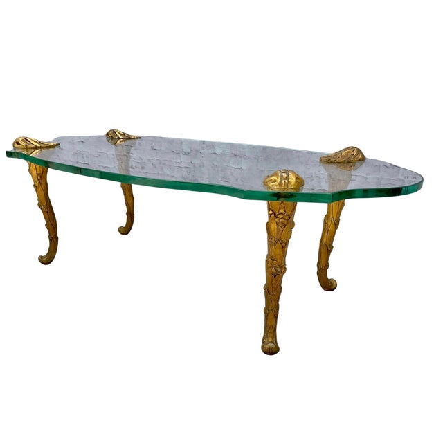 Maison Charles Style Giltwood and Glass Coffee Table 1960s For Sale - Image 9 of 10