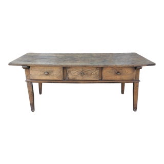 18th Century French Work Table With Three Drawers and a Single Plank Top For Sale