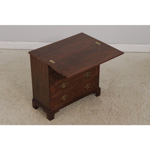 Pair Baker George III Burl Walnut Bachelor Chests For Sale - Image 9 of 17