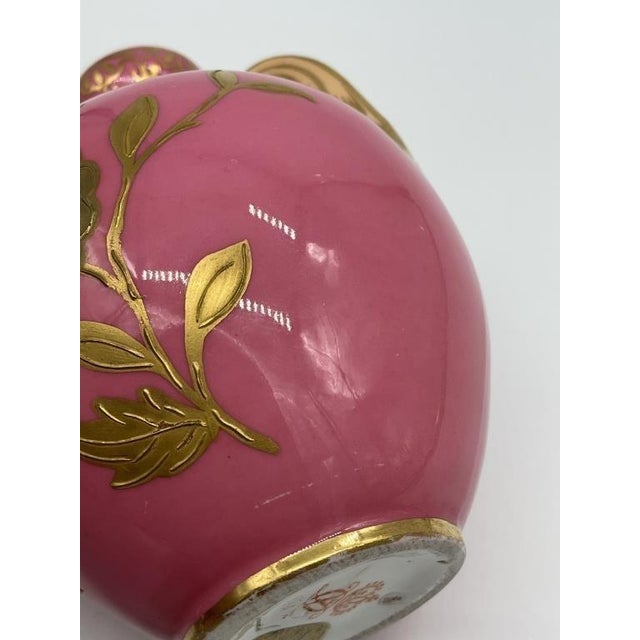 Ceramic Antique Royal Crown Derby Gilt Pink Amphora Vase 4 Inch High England For Sale - Image 7 of 11