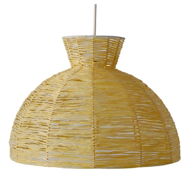 Mid-Century Modern Raffia Bast Pendant Lamp or Hanging Light, Germany, 1970s For Sale
