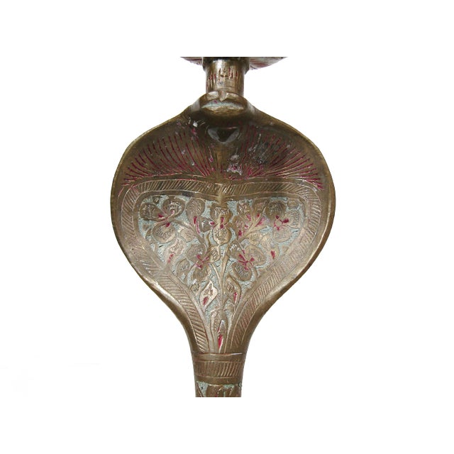 Pair of Vintage Hand-Engraved Brass Cobra Snake Candleholders For Sale - Image 16 of 16