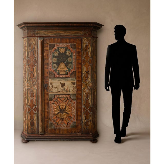 Antique Alpine Painted Wardrobe For Sale - Image 3 of 18