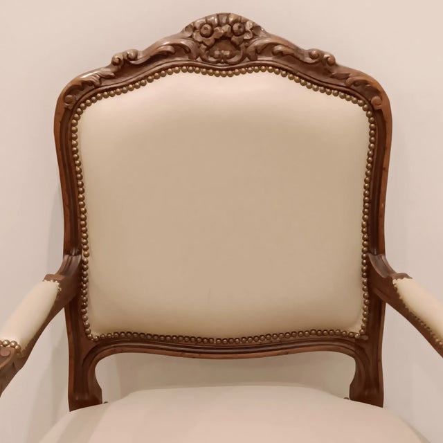 Vintage Italian Chateau d'Ax Spa Leather Arm Chair With Brass Nailhead Trim For Sale - Image 13 of 18