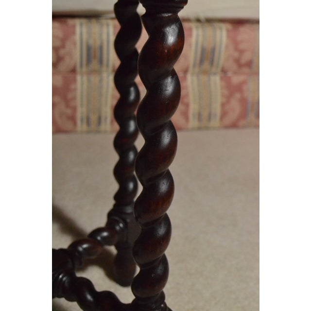 Wood Antique Octagon Sofa Table Carved Dark Oak Barley Twist Louis XIII Jacobean John A. Colby & Sons For Sale - Image 7 of 11