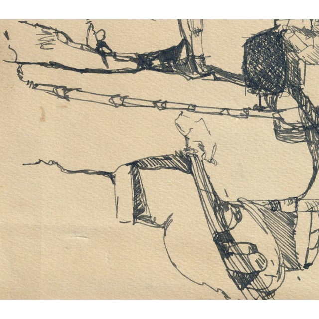 1970s Abstract Figures and Landscape Drawing by David Rosen For Sale - Image 4 of 7
