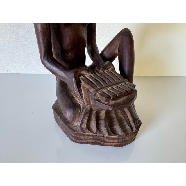 Vintage Hand-Carved Wood African Man Sculpture For Sale - Image 11 of 12