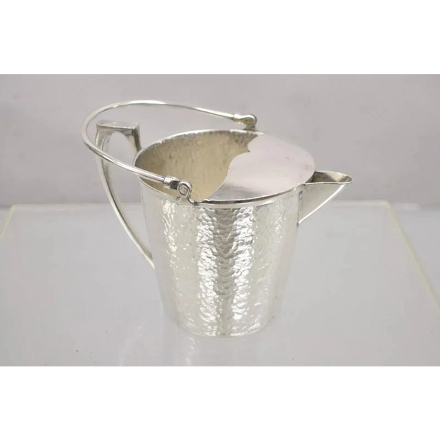 Vintage T&t Hand Hammered Silver Plated Art Deco Small Watering Can Pitcher For Sale - Image 9 of 12