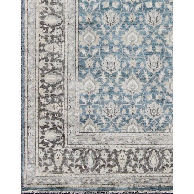 Tabriz Rug With All-Over Design in Blue, Gray and Brown by Keivan Woven Arts For Sale - Image 4 of 11