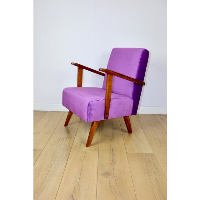 Purple Vintage Loft Armchair in Purple Velvet, 1970 For Sale - Image 8 of 12
