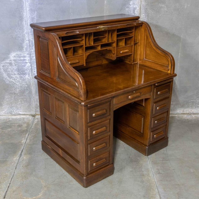 Antique Roll Top Desk, 1890s For Sale - Image 6 of 15