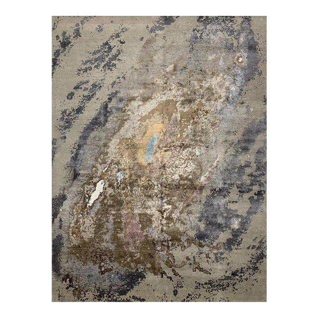 1990s Handwoven Modern Abstract Area Rug 9x12 For Sale