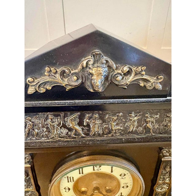 Large Antique Victorian Marble Mantel Clock from Philippes, 1860 For Sale - Image 13 of 15