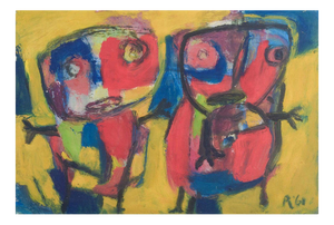 Unknown, Abstract Figures, 1961, Oil on Paper