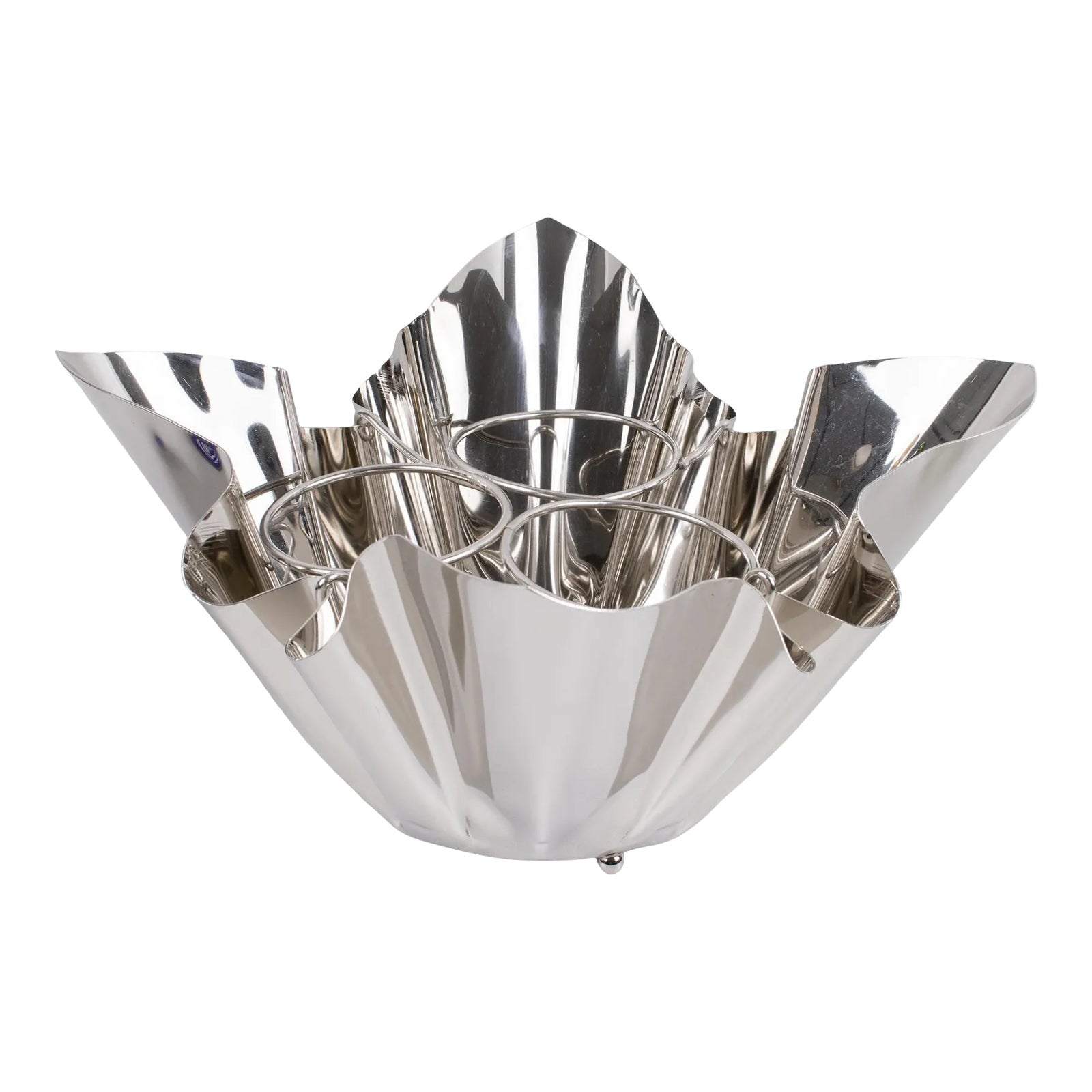 MidCentury Silver Plate Handkerchief Wine Cooler Champagne Bottle Ice