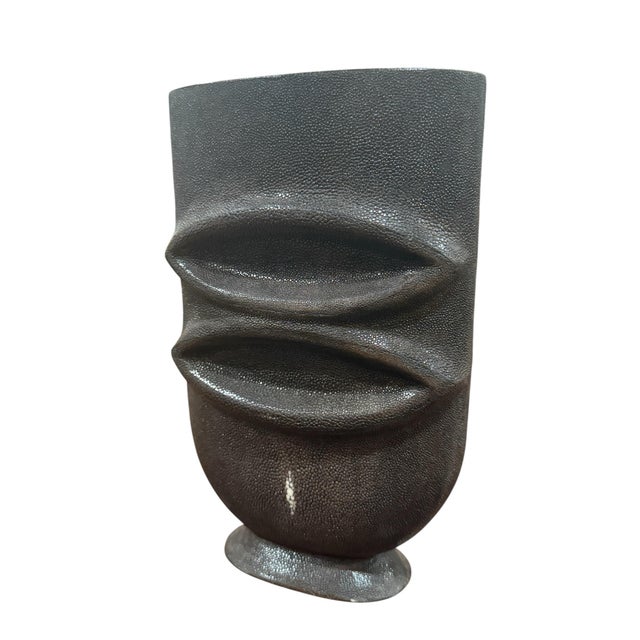 R & Y Augousti Late 20th Century R & Y Augousti Shagreen Sculptural Vase For Sale - Image 4 of 6