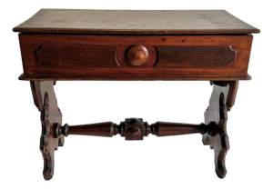Antique Victorian Renaissance Revival Lift Top Walnut Sewing Table