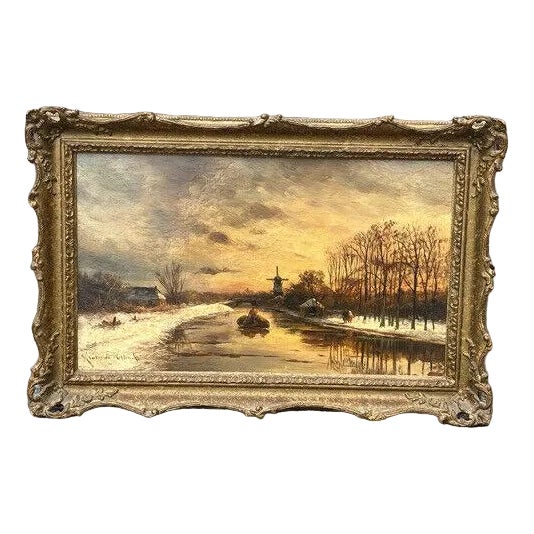 Hendrik Dirk Kruseman Vanelten, Winter Landscape, Painting, Framed For Sale