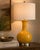 Late 20th Century Mustard Ceramic Gourd Table Lamps With Linen Drum Shades - a Pair For Sale - Image 4 of 4