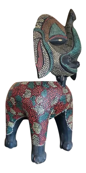 Vintage Balinese Batik Folk Art Zoomorphic Elephant Figure Box