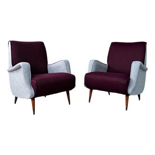 Mid-Century Modern Italian Mod. 802 Lounge Chairs by Carlo De Carli for Cassina, 1950s, Set of 2 For Sale