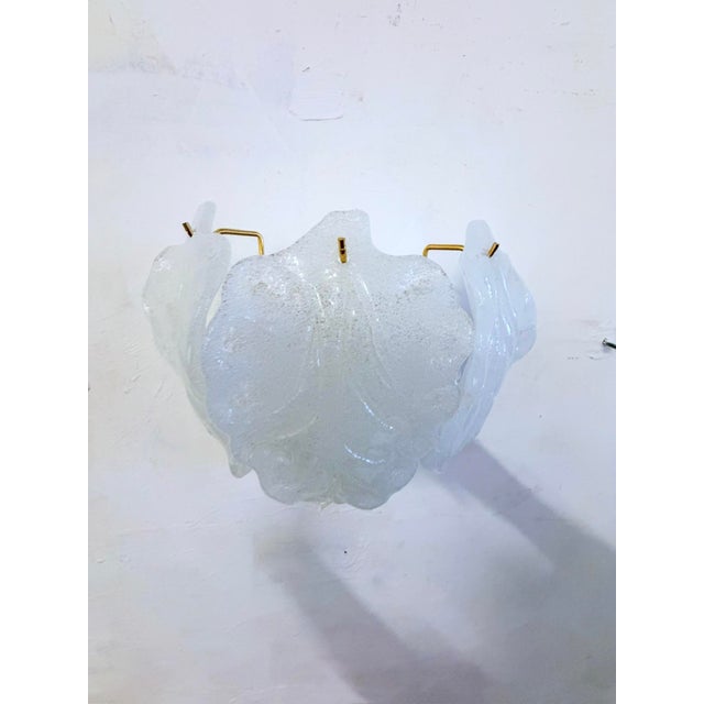 Hollywood Regency Wall Lamp with Murano Glass Leaves, 1970s For Sale - Image 4 of 11