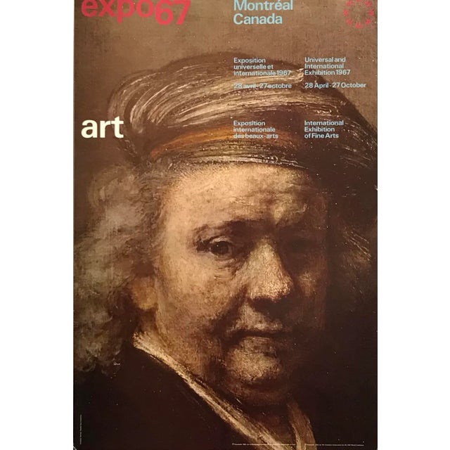 1960s Original 1967 Montreal Expo 67 World's Fair Poster, Fine Arts, Rembrandt For Sale - Image 5 of 5