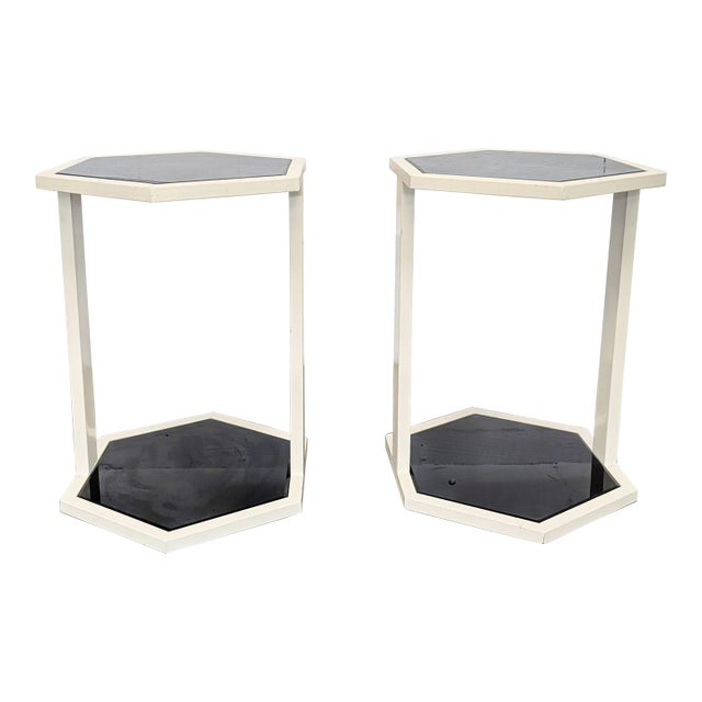 Pair of Nate Berkus Hexagon Side Tables For Sale