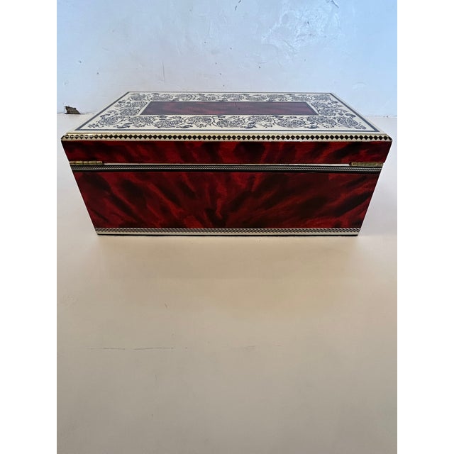 One of a Kind Artist Painted Decorative Red Faux Tortoise Box For Sale - Image 11 of 15
