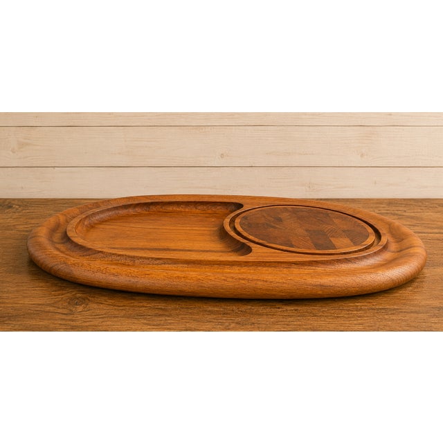 Vintage Dansk Teak Serving Tray With End-Grain Cutting Board For Sale - Image 6 of 7